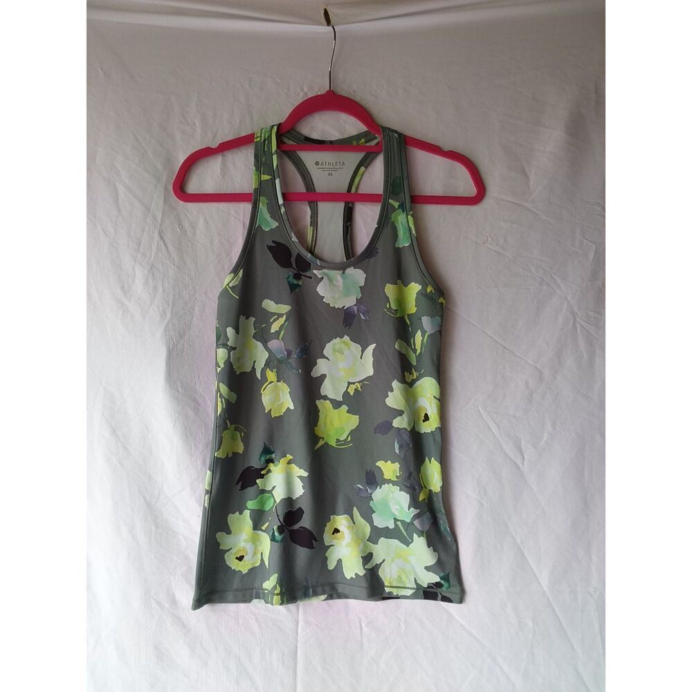 Workout Tank XS Green & Yellow Floral Athleta